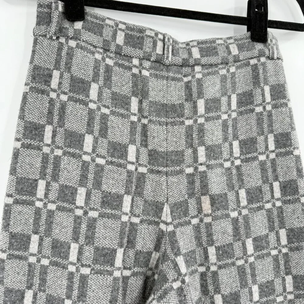 Naadam Women's Grey Plaid Wool-Cashmere Wide-Leg Pants, S - Picture 4 of 11